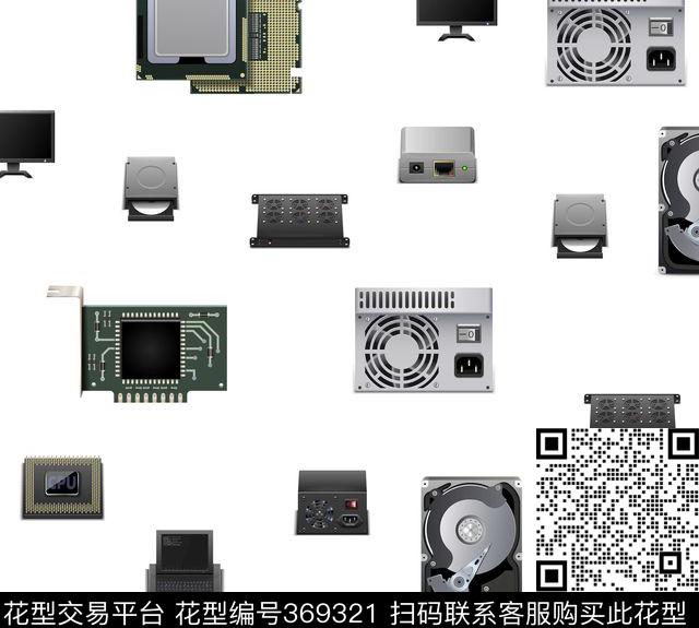 未来主义风格电脑配件时尚数码印花华亿平台下载（图片编号: 369321） - 瓦栏（Walan）