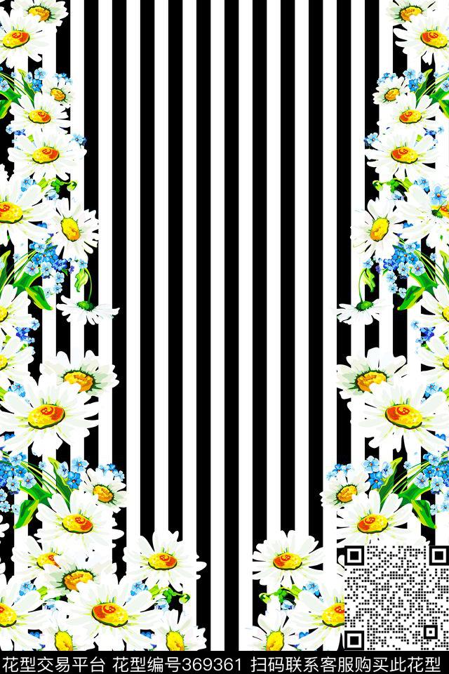雏菊竖条纹数码印花华亿平台下载（图片编号: 369361） - 瓦栏（Walan）