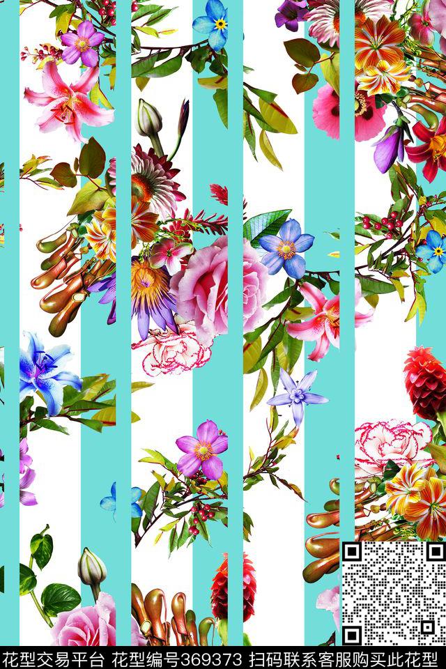 花卉清新数码印花华亿平台下载（图片编号: 369373） - 瓦栏（Walan）