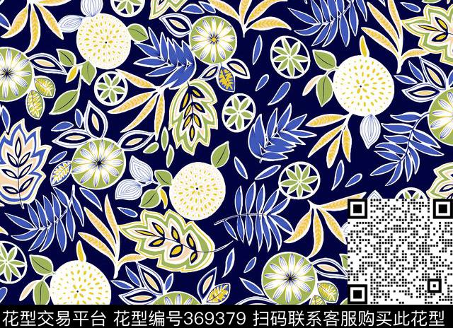 田园风柠檬树叶传统印花华亿平台下载（图片编号: 369379） - 瓦栏（Walan）