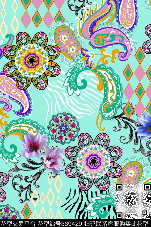 抽象几何抽象简洁数码印花华亿平台下载（图片编号: 369429） - 瓦栏（Walan）