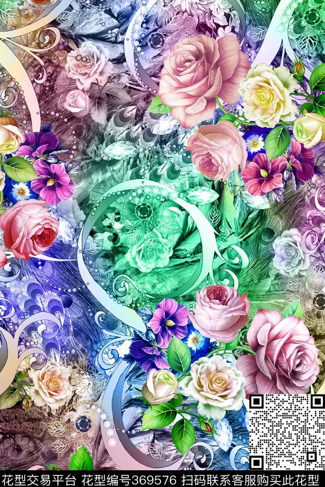 花卉数码印花华亿平台下载（图片编号: 369576） - 瓦栏（Walan）