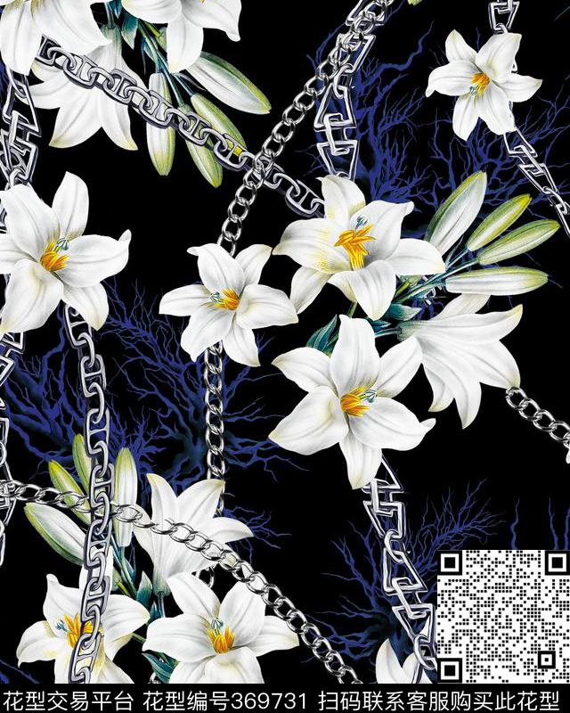 百合铁链时尚数码印花华亿平台下载（图片编号: 369731） - 瓦栏（Walan）