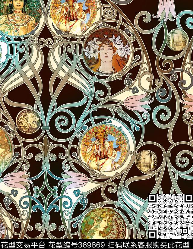 欧式金币复古头像数码印花华亿平台下载（图片编号: 369869） - 瓦栏（Walan）