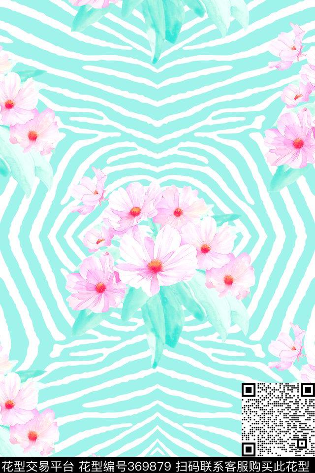 雏菊斑马纹数码印花华亿平台下载（图片编号: 369879） - 瓦栏（Walan）