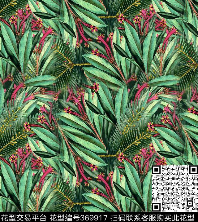 植物风情树叶热带风情数码印花华亿平台下载（图片编号: 369917） - 瓦栏（Walan）