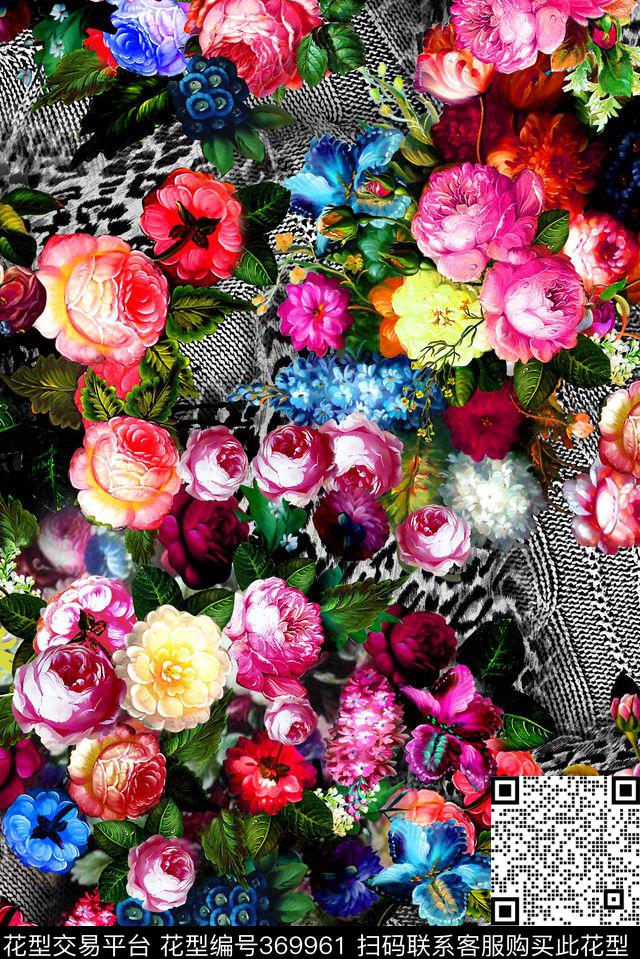 油画花卉数码印花华亿平台下载（图片编号: 369961） - 瓦栏（Walan）