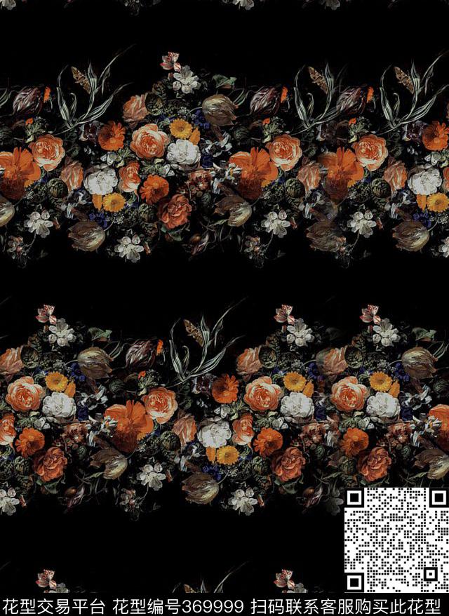 宫廷风花卉数码印花华亿平台下载（图片编号: 369999） - 瓦栏（Walan）