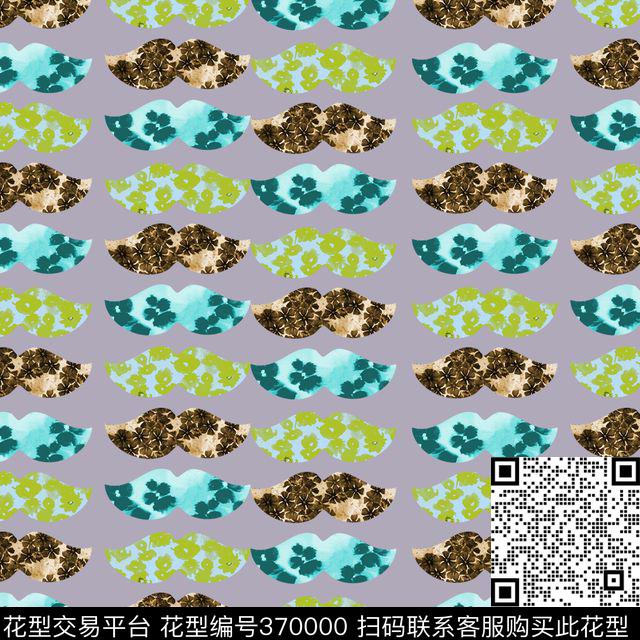 抽象胡须趣味图案数码印花华亿平台下载（图片编号: 370000） - 瓦栏（Walan）