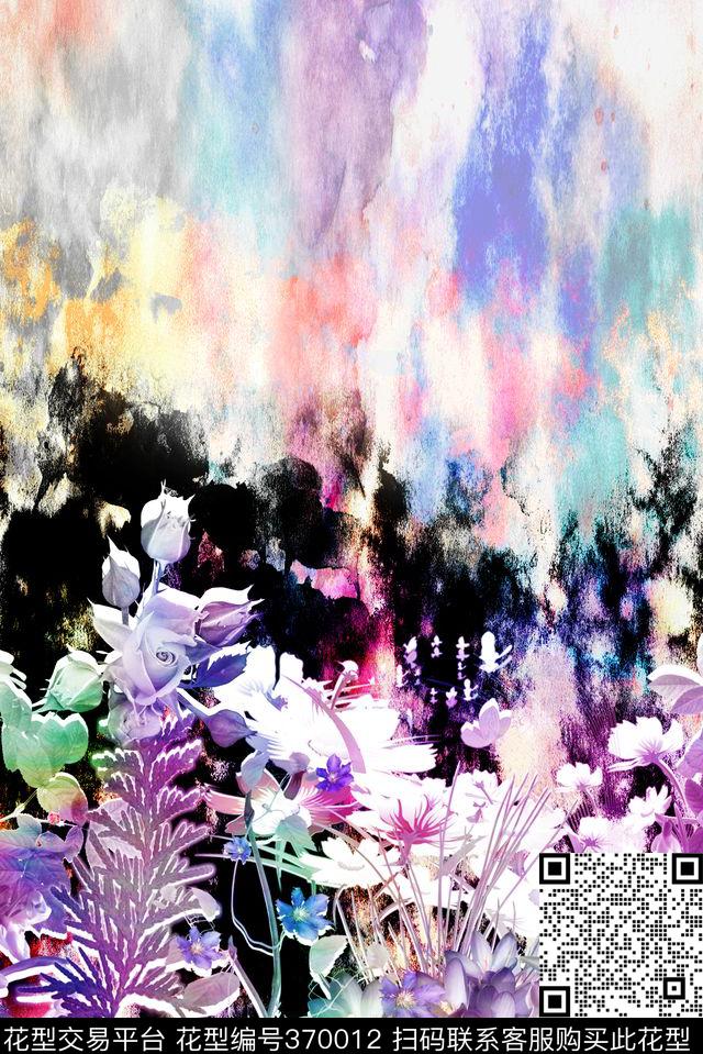 水彩花卉水墨数码印花华亿平台下载（图片编号: 370012） - 瓦栏（Walan）
