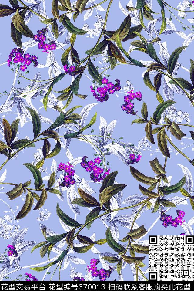 花卉花朵树叶数码印花华亿平台下载（图片编号: 370013） - 瓦栏（Walan）