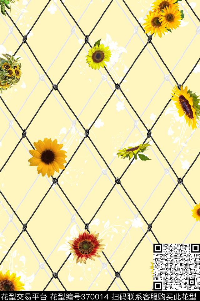 清新绳索花朵数码印花华亿平台下载（图片编号: 370014） - 瓦栏（Walan）