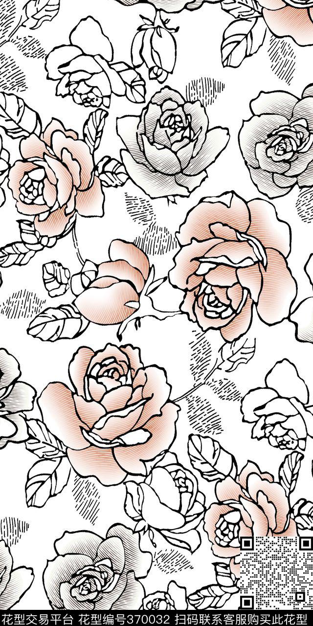 大牌复古玫瑰传统印花华亿平台下载（图片编号: 370032） - 瓦栏（Walan）
