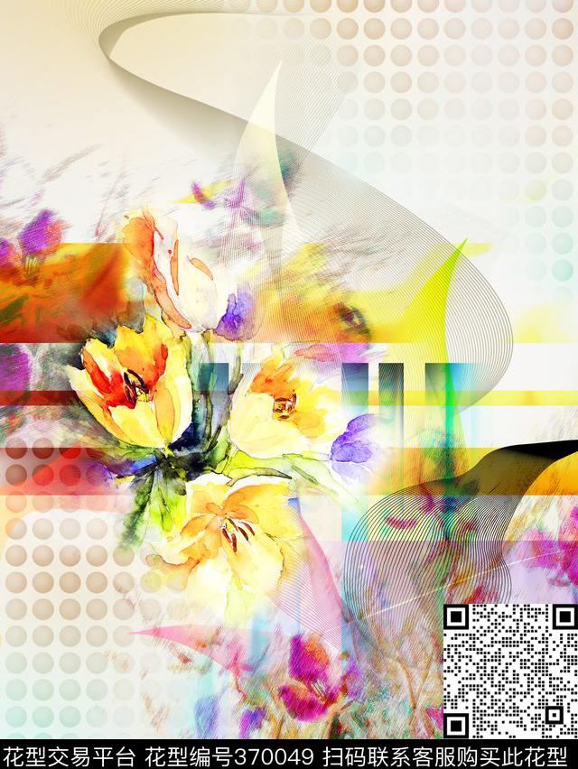花卉几何秀场风云数码印花华亿平台下载（图片编号: 370049） - 瓦栏（Walan）