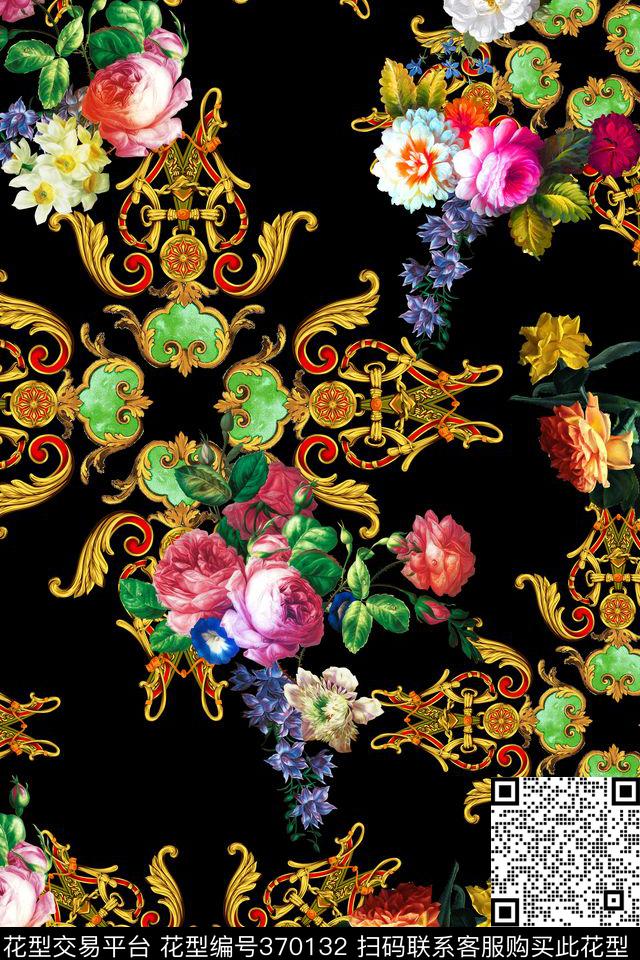 欧式花纹花卉数码印花华亿平台下载（图片编号: 370132） - 瓦栏（Walan）