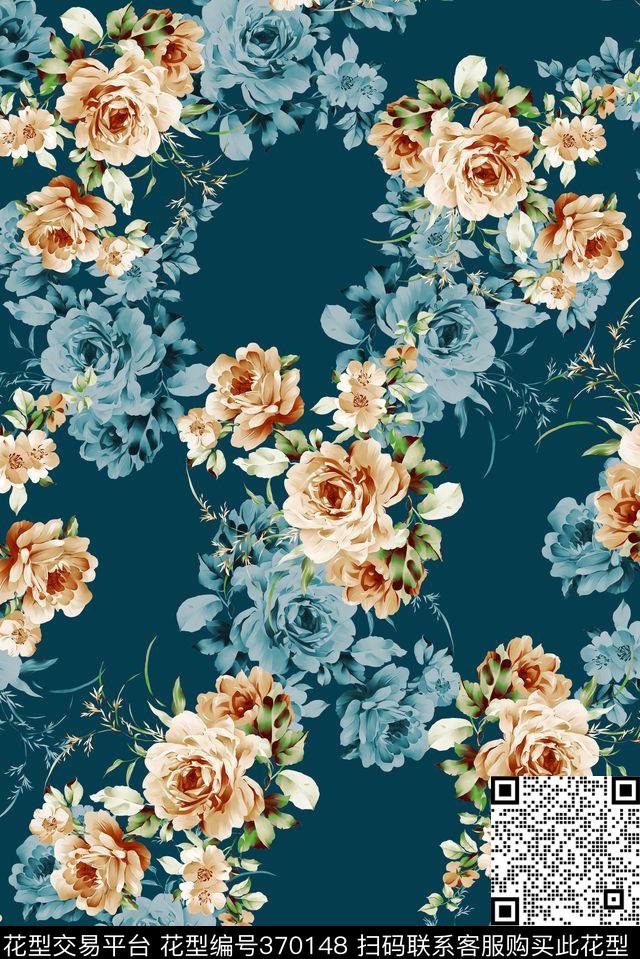 花卉花传统印花华亿平台下载（图片编号: 370148） - 瓦栏（Walan）
