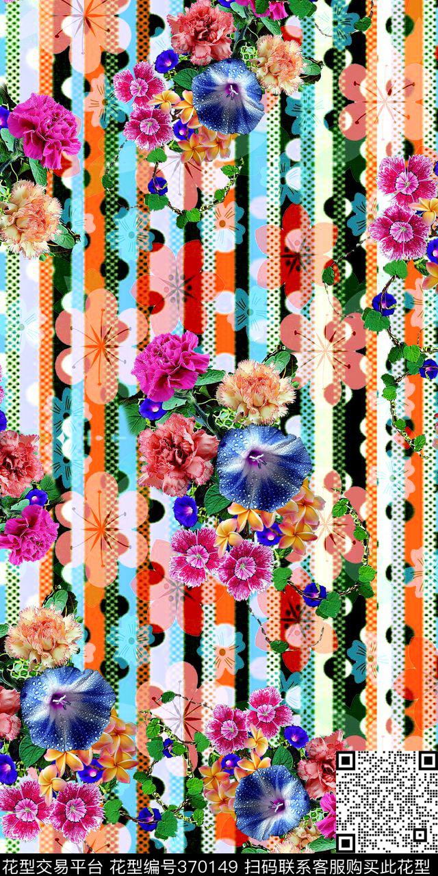 几何花卉数码印花华亿平台下载（图片编号: 370149） - 瓦栏（Walan）
