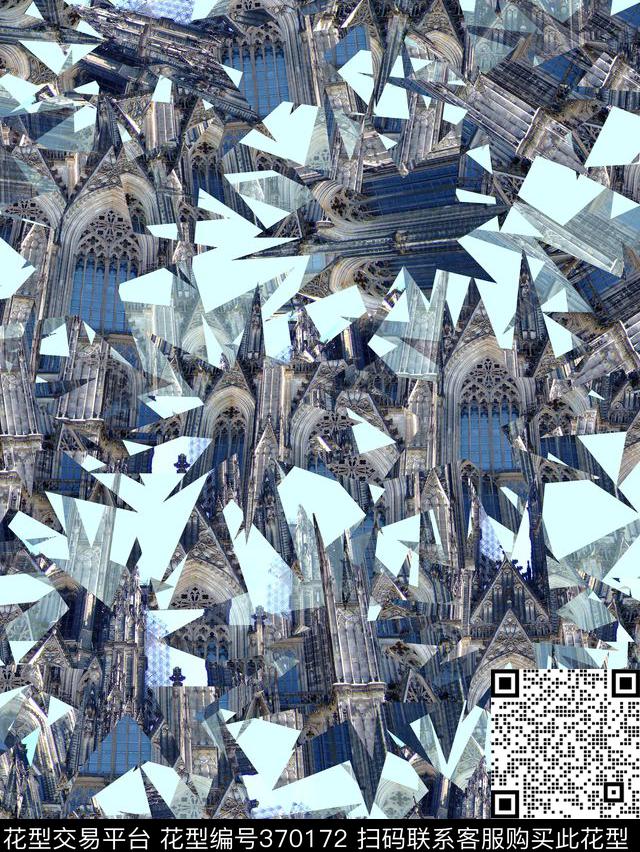 复古教堂建筑数码印花华亿平台下载（图片编号: 370172） - 瓦栏（Walan）