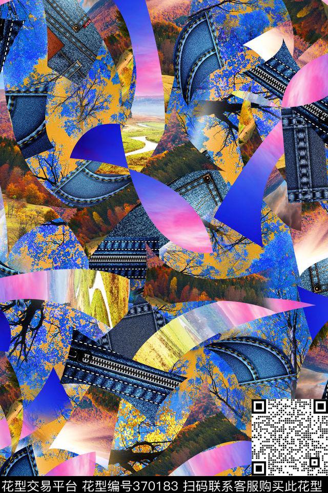 风景抽象花抽象数码印花华亿平台下载（图片编号: 370183） - 瓦栏（Walan）