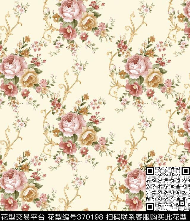 时尚豹纹牡丹数码印花华亿平台下载（图片编号: 370198） - 瓦栏（Walan）