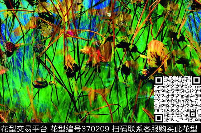 抽象花卉数码印花华亿平台下载（图片编号: 370209） - 瓦栏（Walan）