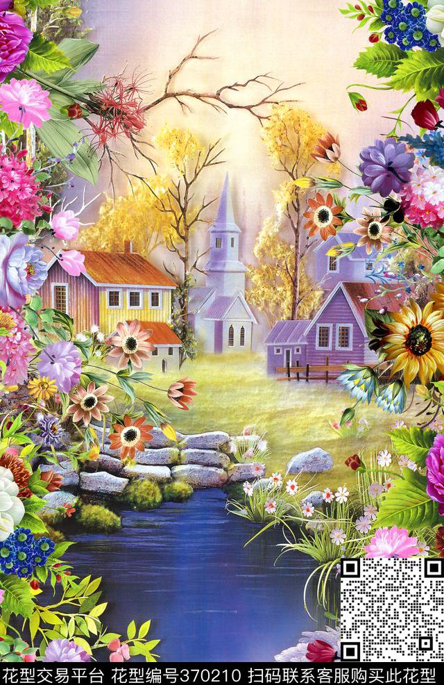 风景花卉田园数码印花华亿平台下载（图片编号: 370210） - 瓦栏（Walan）