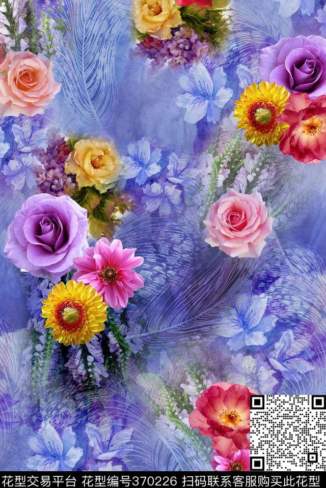 花卉羽毛数码数码印花华亿平台下载（图片编号: 370226） - 瓦栏（Walan）