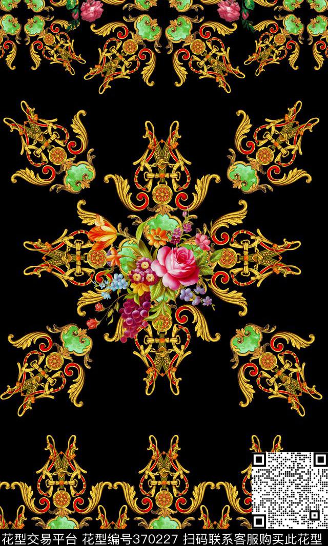 欧式花卉金属花纹数码印花华亿平台下载（图片编号: 370227） - 瓦栏（Walan）