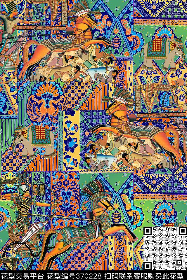 埃及风民族格子数码印花华亿平台下载（图片编号: 370228） - 瓦栏（Walan）