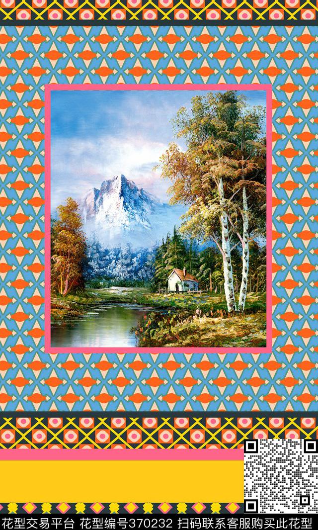 时尚风景定位数码印花华亿平台下载（图片编号: 370232） - 瓦栏（Walan）