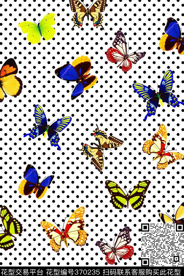 欧美潮流蝴蝶波点数码印花华亿平台下载（图片编号: 370235） - 瓦栏（Walan）