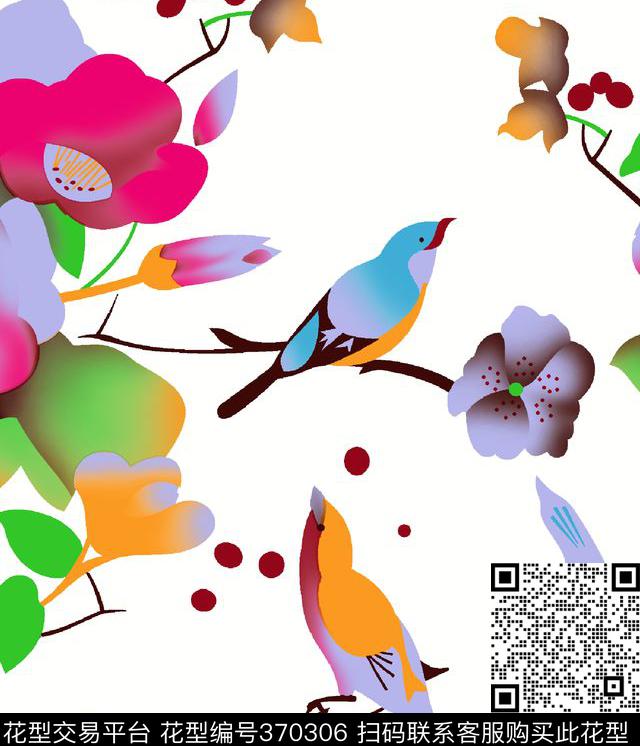 抽象花卉传统印花华亿平台下载（图片编号: 370306） - 瓦栏（Walan）