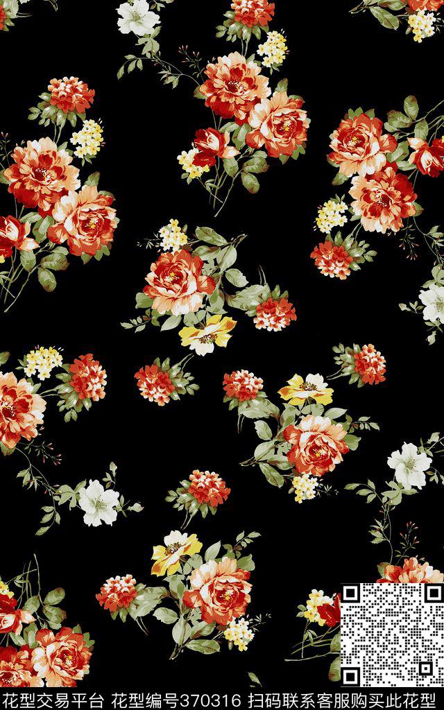 抽象花卉传统印花华亿平台下载（图片编号: 370316） - 瓦栏（Walan）