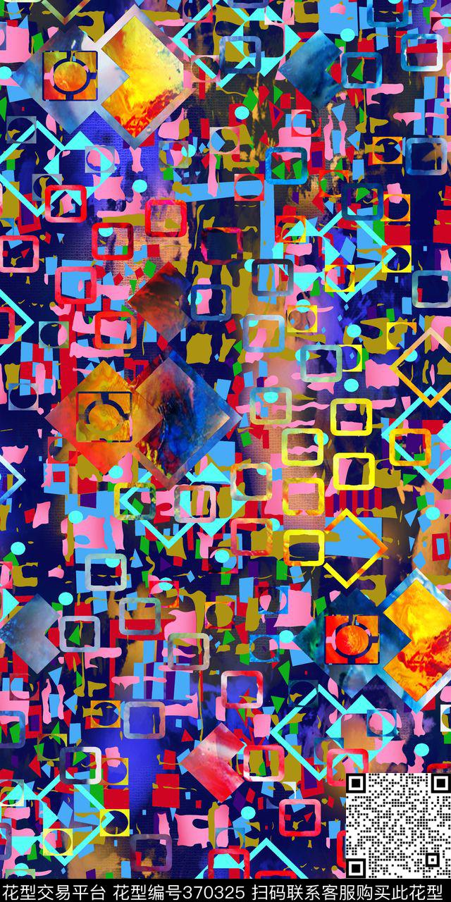 抽象几何数码印花华亿平台下载（图片编号: 370325） - 瓦栏（Walan）