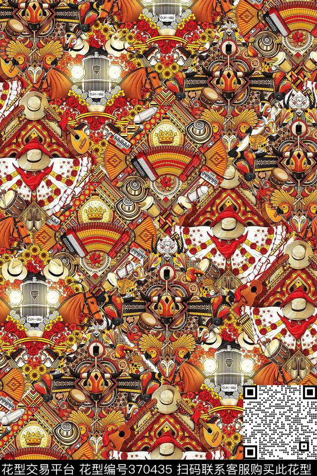 民族风花纹传统印花华亿平台下载（图片编号: 370435） - 瓦栏（Walan）