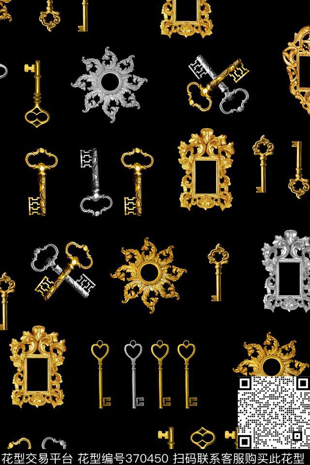 金钥匙古典镜框欧美流行大牌数码印花华亿平台下载（图片编号: 370450） - 瓦栏（Walan）