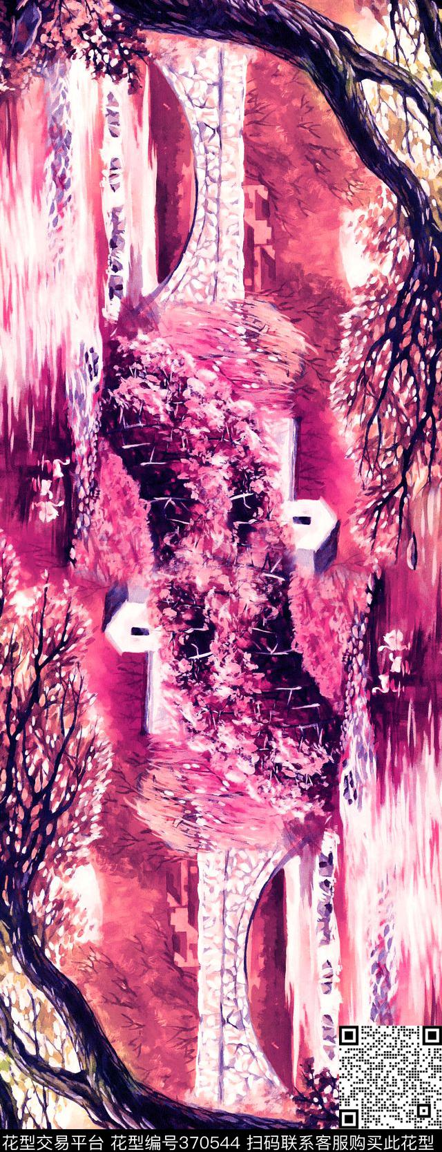 桥树长巾数码印花华亿平台下载（图片编号: 370544） - 瓦栏（Walan）