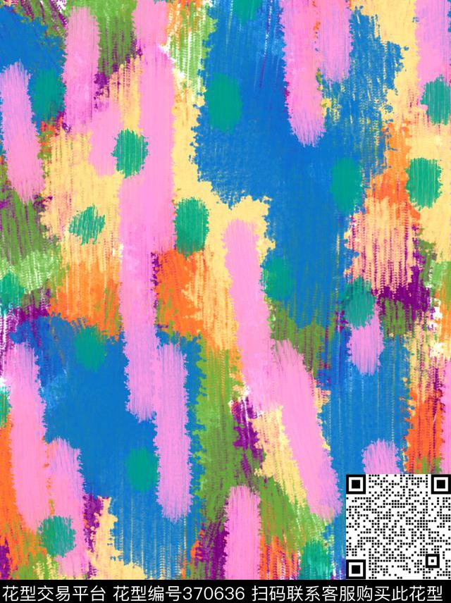 抽象画笔笔触春夏华亿平台数码印花华亿平台下载（图片编号: 370636） - 瓦栏（Walan）