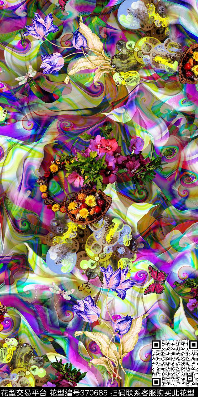 花卉数码印花华亿平台下载（图片编号: 370685） - 瓦栏（Walan）