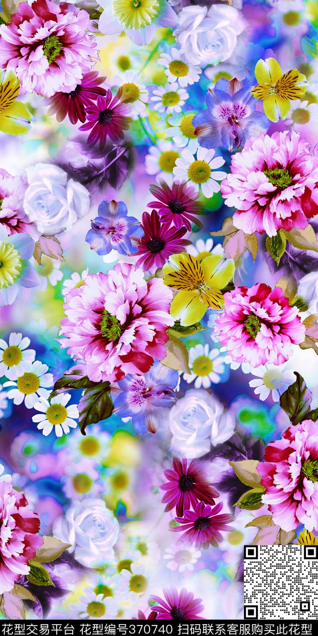 时尚花花卉数码印花华亿平台下载（图片编号: 370740） - 瓦栏（Walan）