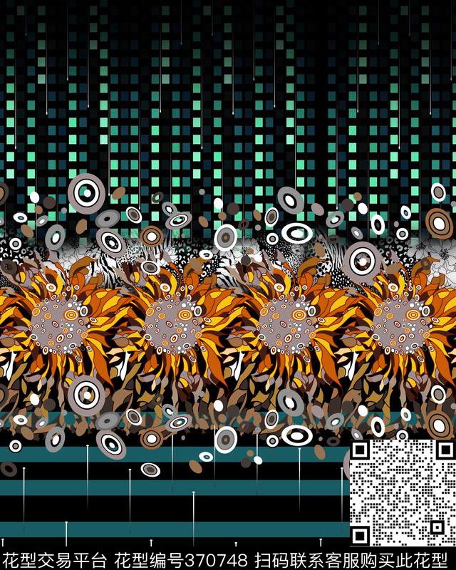 抽象线条定位数码印花华亿平台下载（图片编号: 370748） - 瓦栏（Walan）