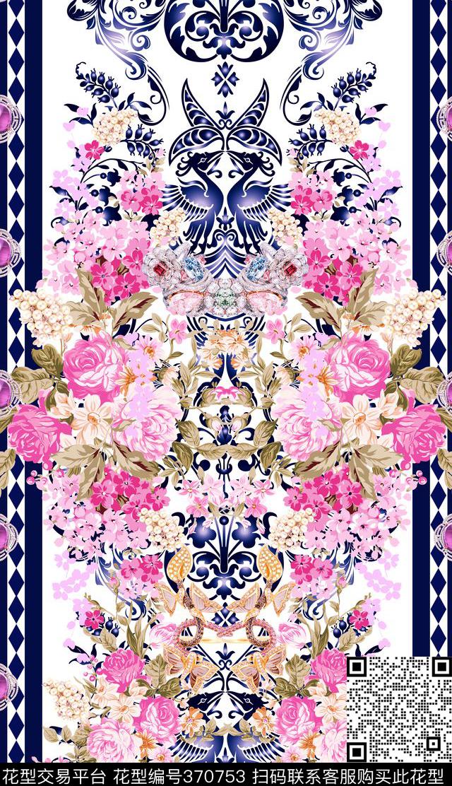 几何花卉珠宝数码印花华亿平台下载（图片编号: 370753） - 瓦栏（Walan）
