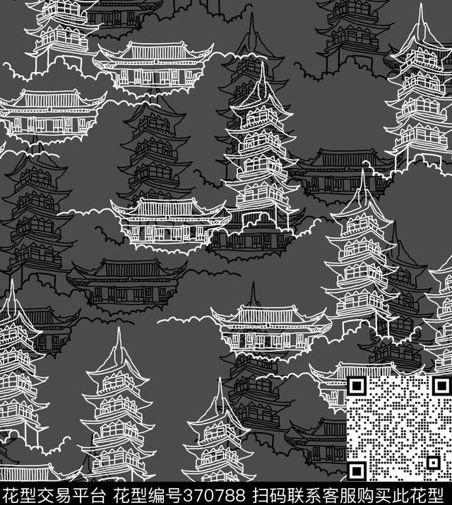 手绘阁楼男装华亿平台传统印花华亿平台下载（图片编号: 370788） - 瓦栏（Walan）