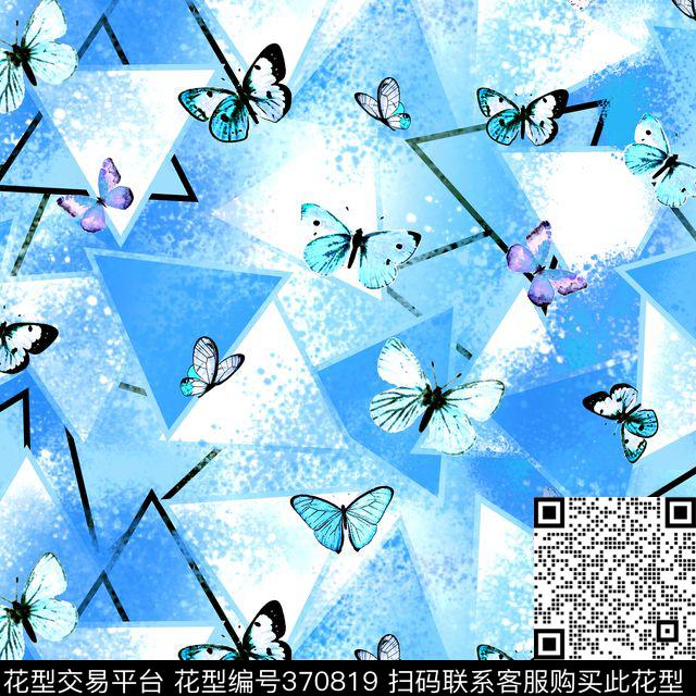 蝴蝶几何数码印花华亿平台下载（图片编号: 370819） - 瓦栏（Walan）