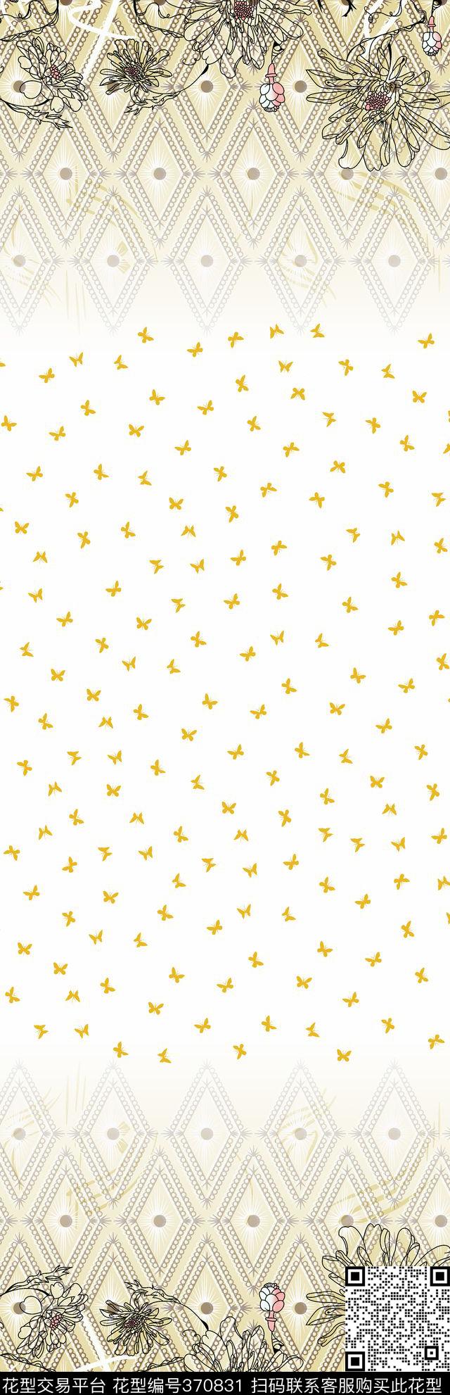 男装定位图蝴蝶传统印花华亿平台下载（图片编号: 370831） - 瓦栏（Walan）