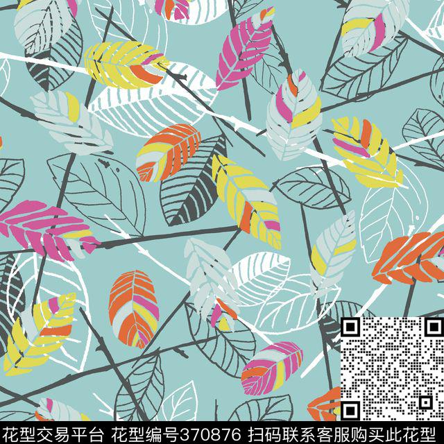 树叶田园传统印花华亿平台下载（图片编号: 370876） - 瓦栏（Walan）