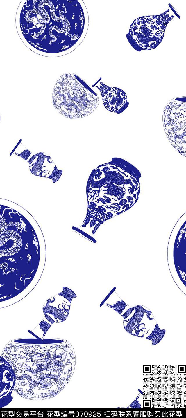 青花休闲传统印花华亿平台下载（图片编号: 370925） - 瓦栏（Walan）