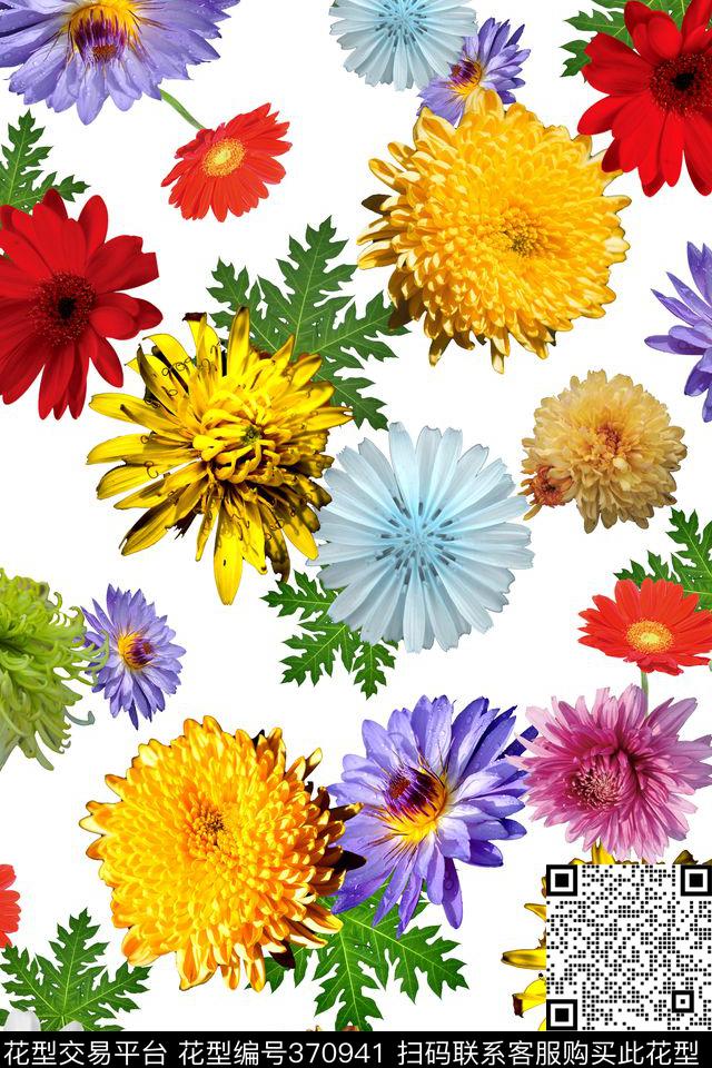 立体花卉菊花数码印花华亿平台下载（图片编号: 370941） - 瓦栏（Walan）