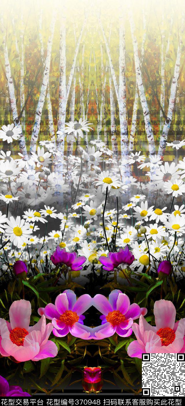 定位花卉菊花数码印花华亿平台下载（图片编号: 370948） - 瓦栏（Walan）