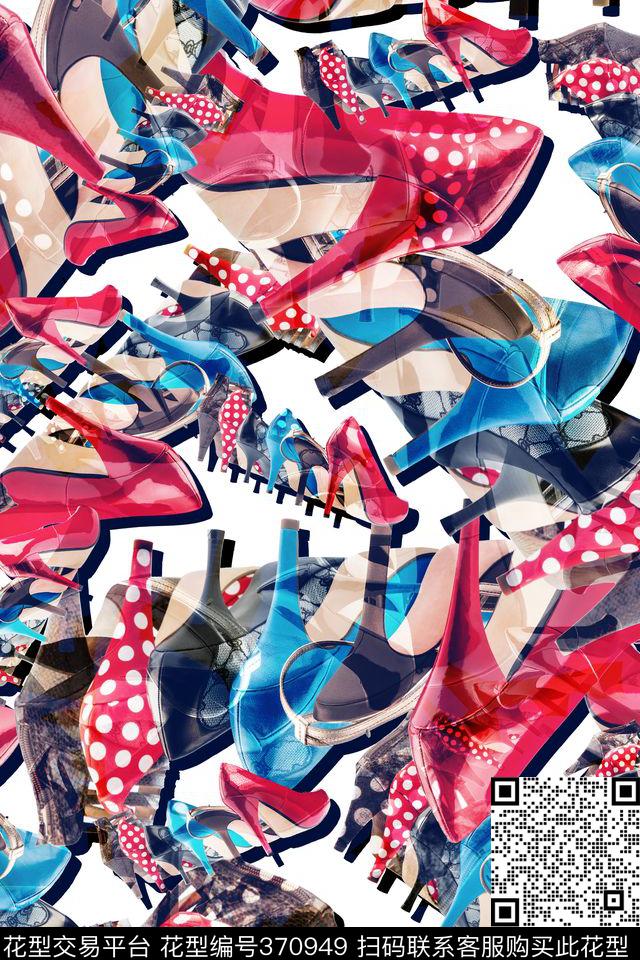 高跟鞋鞋子波点数码印花华亿平台下载（图片编号: 370949） - 瓦栏（Walan）